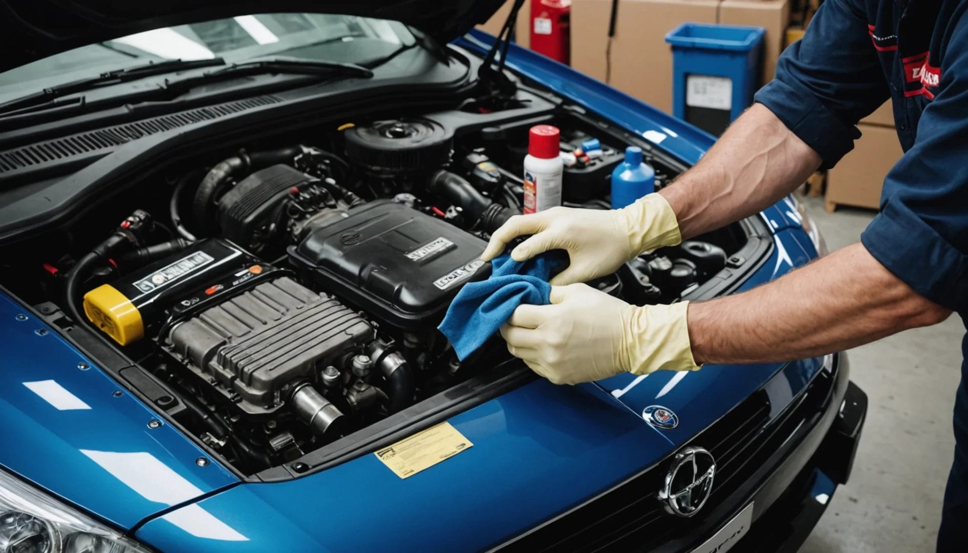 nettoyage du moteur de voiture