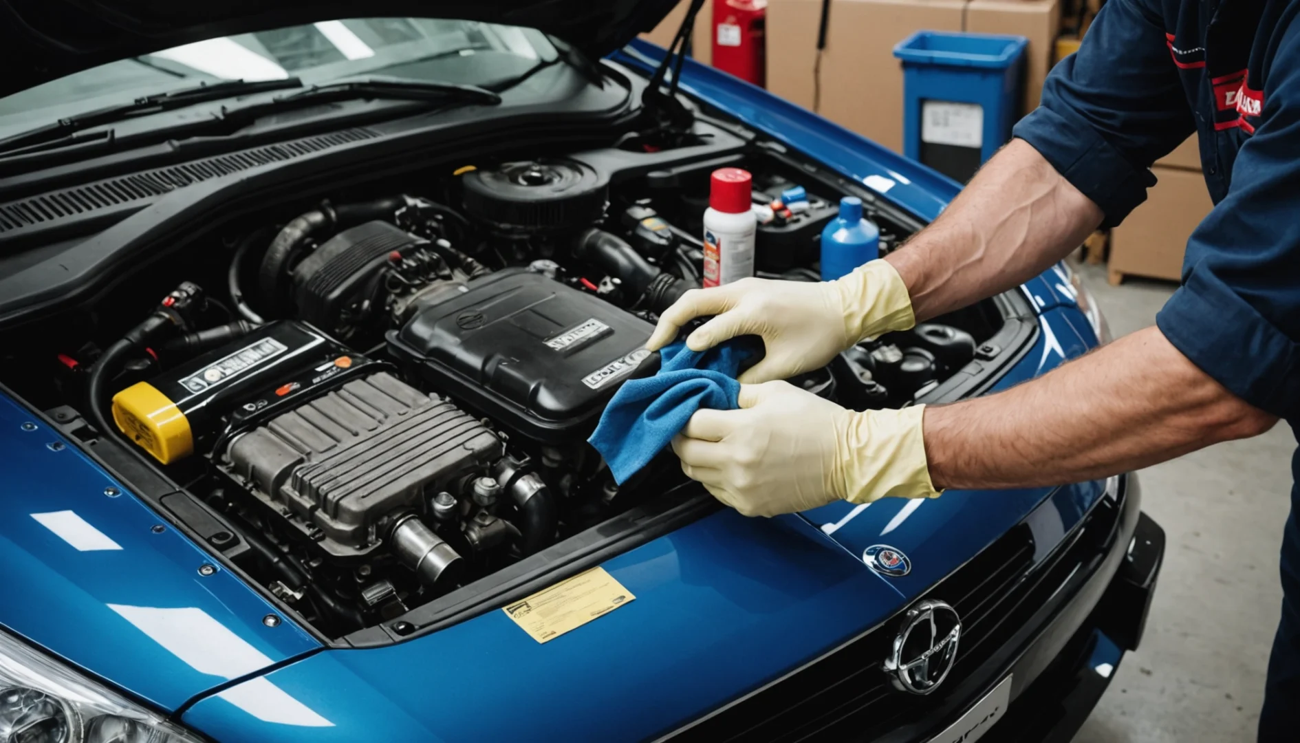 nettoyage du moteur de voiture